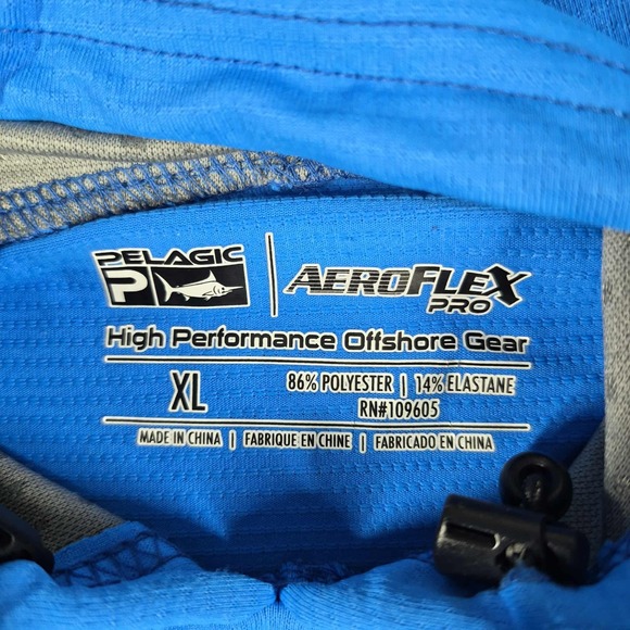 Pelagic Aeroflex Pro High Performance Hoodie Men's XL Blue Offshore Gear Fish - Picture 6 of 8